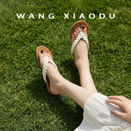 【王小毒】云梦编织●手工感平底人字拖女夏复古沙滩外穿夹趾拖鞋