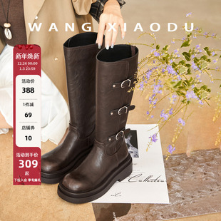 骑士靴 无di版 5.5cm厚底骑士靴女显瘦复古粗跟长靴 王小毒