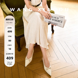 时光珍藏 4.5cm尖头浅口单鞋 女v口马衔扣气质高跟鞋 王小毒