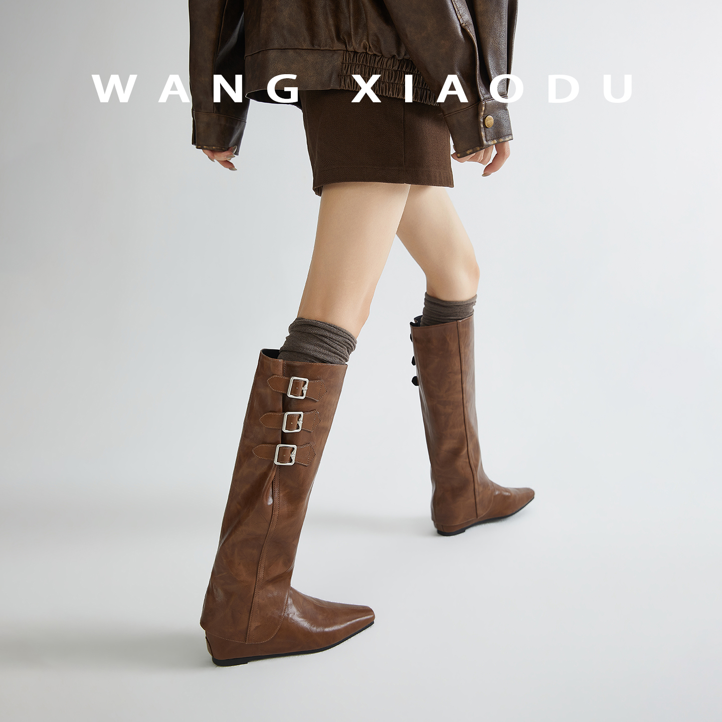 王小毒长筒复古骑士靴