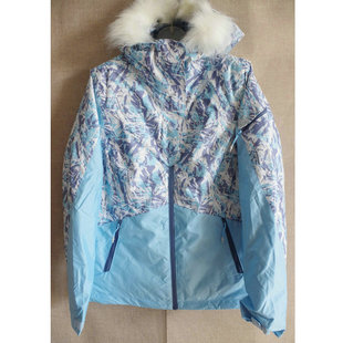 冬季女款防水夹棉滑雪服加厚保暖防风中长款花色单双板宽松棉服