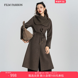 【新年穿搭】一电影一时装2025冬季新款披肩绵羊毛双面呢大衣女