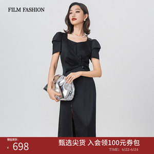 一电影一时装夏季新款泡泡袖短袖中长款连衣裙女气质好看流行