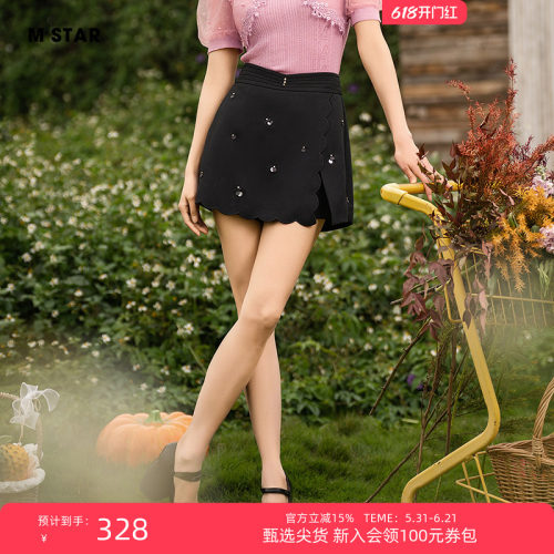 M STAR夏季新款法式气质绣花短裤裤裙女显瘦设计感今年流行