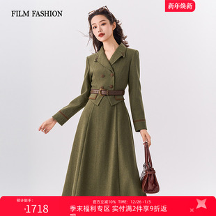 新款 秋季 一电影一时装 呢子连衣裙裙子女气质休闲时尚 2件9折