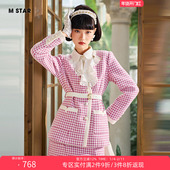 3件8折 经典 STAR冬季 法式 千鸟格小香风外套女款 独特超好看