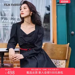一电影一时装春秋复古经典牛仔新款连衣裙女小众设计感气质