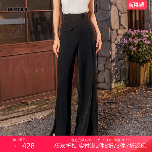 黑色西装裤直筒裤阔腿长裤女气质