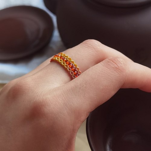 手工编织星空腊线锆石榴石戒指布灵布灵指环女生闺蜜款可定制