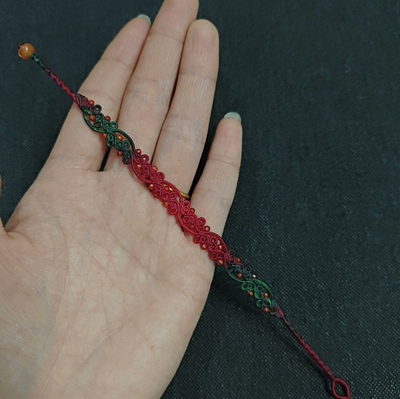 手工编织0.2腊线云卷云舒手绳红石玛瑙珠子女生定制新年红绳