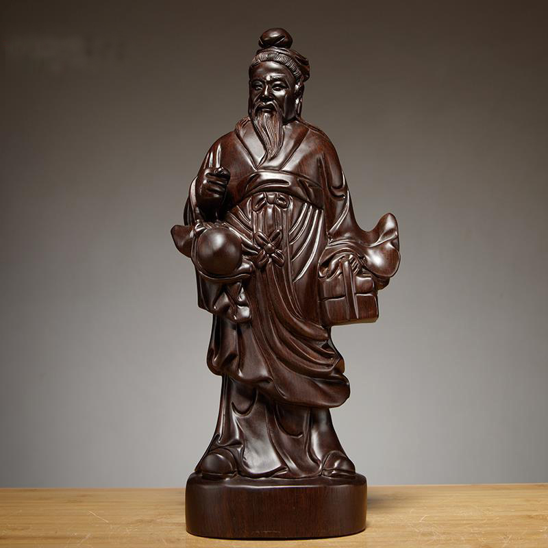 黑檀木雕神医华佗雕像摆件实木质雕刻家居装饰药铺摆设红木工艺品