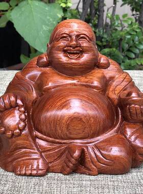 弥勒佛家居装饰风水红木雕刻