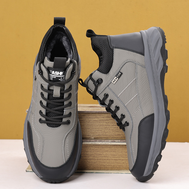 2024冬季新款头层牛皮男士羊毛棉鞋真皮加绒运动鞋休闲鞋男款男鞋