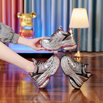 内增高老爹鞋女2025春季新款小个子显高百搭爆款厚底增高休闲鞋潮