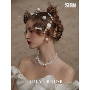 新款大颗珍珠项链配婚纱礼服颈链子气质法式短款锁骨链子女士881