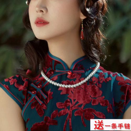 搭配旗袍珍珠项链颈链50cm