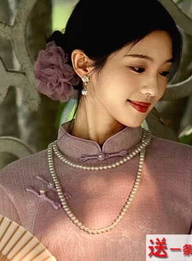多层珍珠项链年轻款配旗袍配饰品中长款锁骨链子百搭颈链女士541
