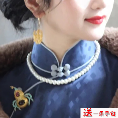 搭配旗袍珍珠项链女锁骨链
