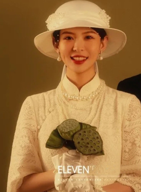 搭配旗袍珍珠项链饰品复古配婚纱礼服颈链中长款锁骨链子女士175