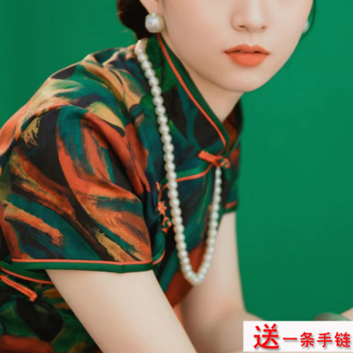 配旗袍珍珠项链大珠女款