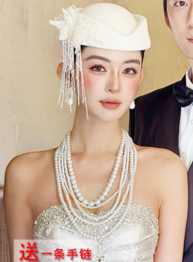 多层珍珠项链轻奢配礼服配饰品颈链女士五层款中长款项圈项饰650