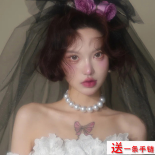 大珍珠项链女士choker拍照写真饰品配婚纱礼服颈链锁骨链项圈138