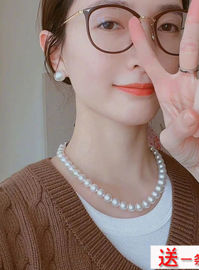 仿珍珠项链女士颈链项圈法式毛衣链百搭锁骨链饰品项饰choker932