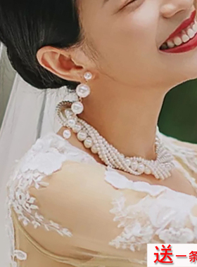 多层叠戴小珍珠项链女拍照饰品项饰配婚纱礼服颈链锁骨链短款191