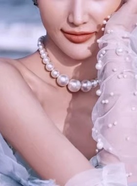 大珍珠项链女颈链配礼服颈饰项圈锁骨链子choker摄影拍照饰品118