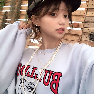 新款双层珍珠项链加长版毛衣链女士百搭项饰品项圈长款卫衣链074
