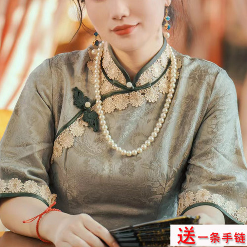 配旗袍珍珠项链中长款60cm