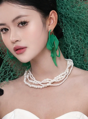 新款四层珍珠项链颈链女士拍照配饰品多层叠戴锁骨链毛衣链子294