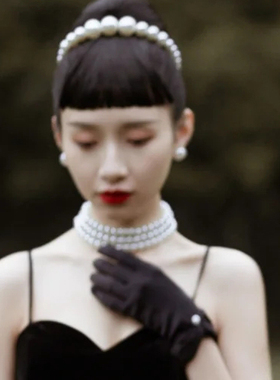 法式复古多层珍珠叠戴颈链