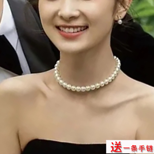 仿珍珠项链女士配婚纱礼服颈链法式choker时尚毛衣链项圈颈带1149