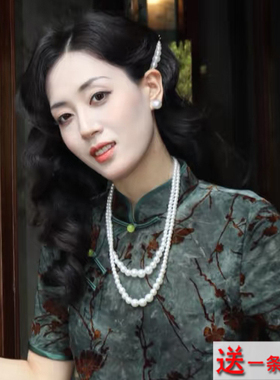 搭配旗袍珍珠项链双层叠戴颈链子中长款锁骨链女士多层毛衣链199