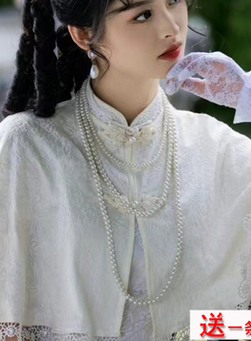 搭配旗袍珍珠项链多层锁骨链女士中长款颈链民国风拍照配饰品062