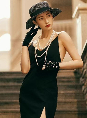 多层叠戴人造珍珠项链中长款三层颈链女士法式晚宴会气质饰品218