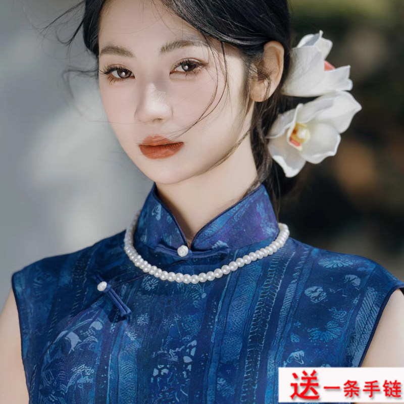 夏季搭配旗袍珍珠项链饰品女士50cm中长款毛衣链颈饰叠戴项圈399图片