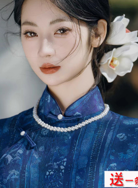 夏季搭配旗袍珍珠项链饰品女士50cm中长款毛衣链颈饰叠戴项圈399