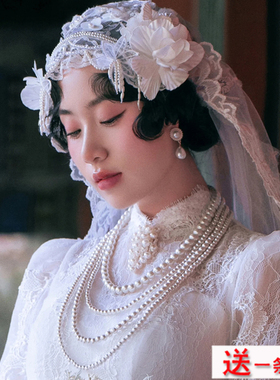 中长款多层珍珠项链女士夏季颈饰旗袍配饰品叠戴锁骨链毛衣链321