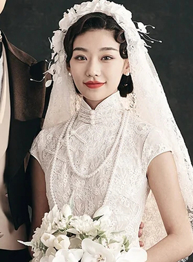 夏季搭配旗袍珍珠项链新娘配饰品双层项饰中长款毛衣链子女士697