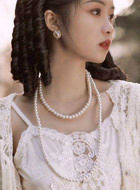 复古风多层毛衣链加长款珍珠项链