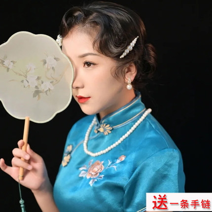 搭配旗袍珍珠项链50cm中长款颈链女士毛衣链古风拍照写真项饰1351