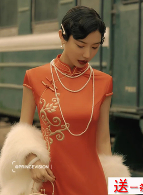 三层珍珠项链配旗袍配饰品中长款颈链子女士结婚拍照锁骨链子1029