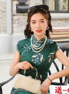 双层珍珠颈链配旗袍项链民国风摄影写真拍照饰品毛衣链子女士097