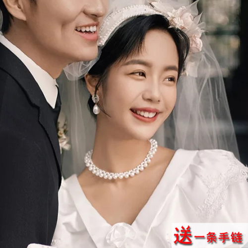 仿珍珠项链女款短款新娘颈链choker毛衣链子锁骨链子颈圈项圈1930