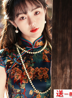 旗袍珍珠项链女士双层锁骨链