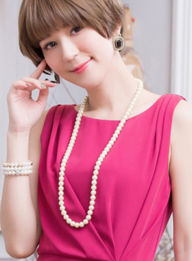 玻璃珍珠项链项圈80cm中长款颈链子女士毛衣链子拍照写真饰品023