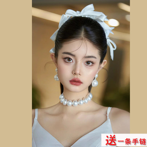 超大珍珠项链女款锁骨链