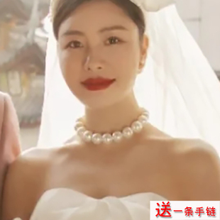 大珍珠项链女士新娘配婚纱颈链锁骨链choker摄影拍照饰品项圈1140